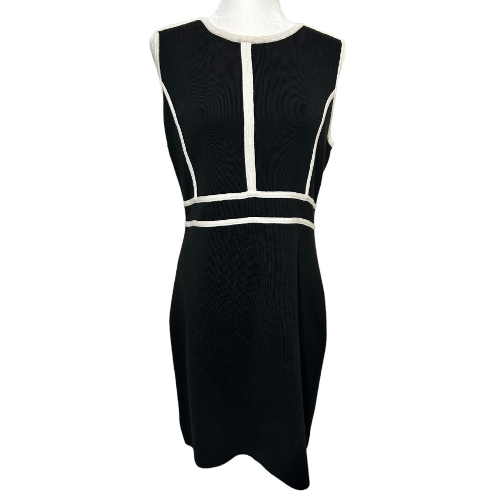 Calvin Klein -‎ Sleeveless Black & White Knit Sweater Dress - Size Large